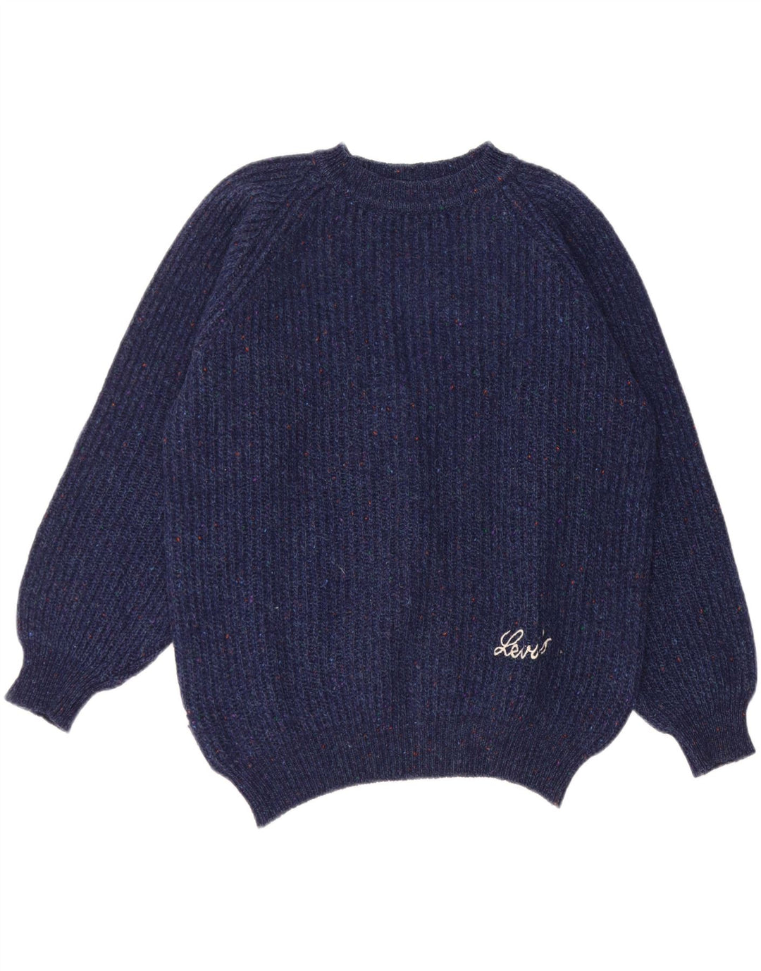 LEVI'S Womens Crew Neck Jumper Sweater UK 14 Medium Navy Blue Flecked