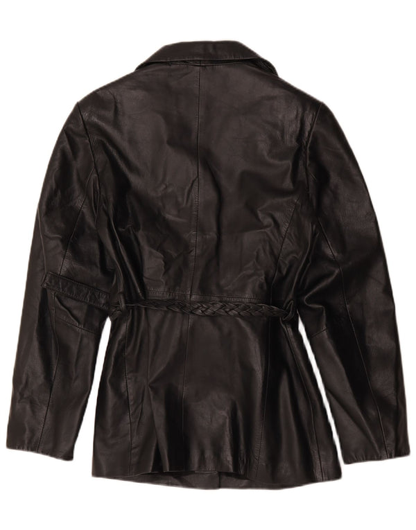 Conbipel Womens 3 Button Leather Blazer Jacket IT 46 Large Black Leather
