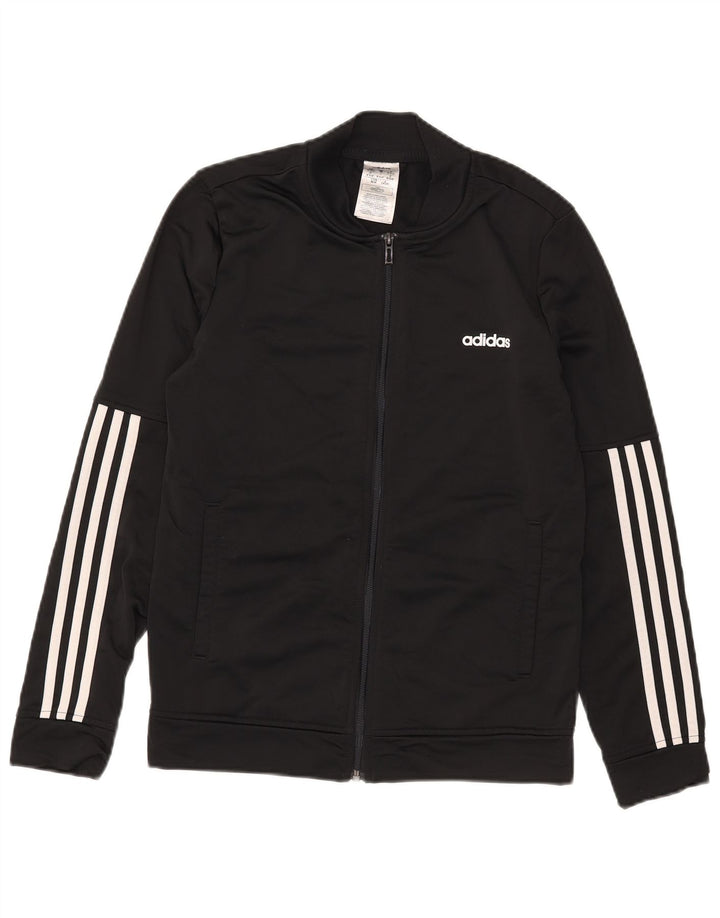 Adidas Womens Tracksuit Top Jacket UK 12/14 Medium Black Polyester