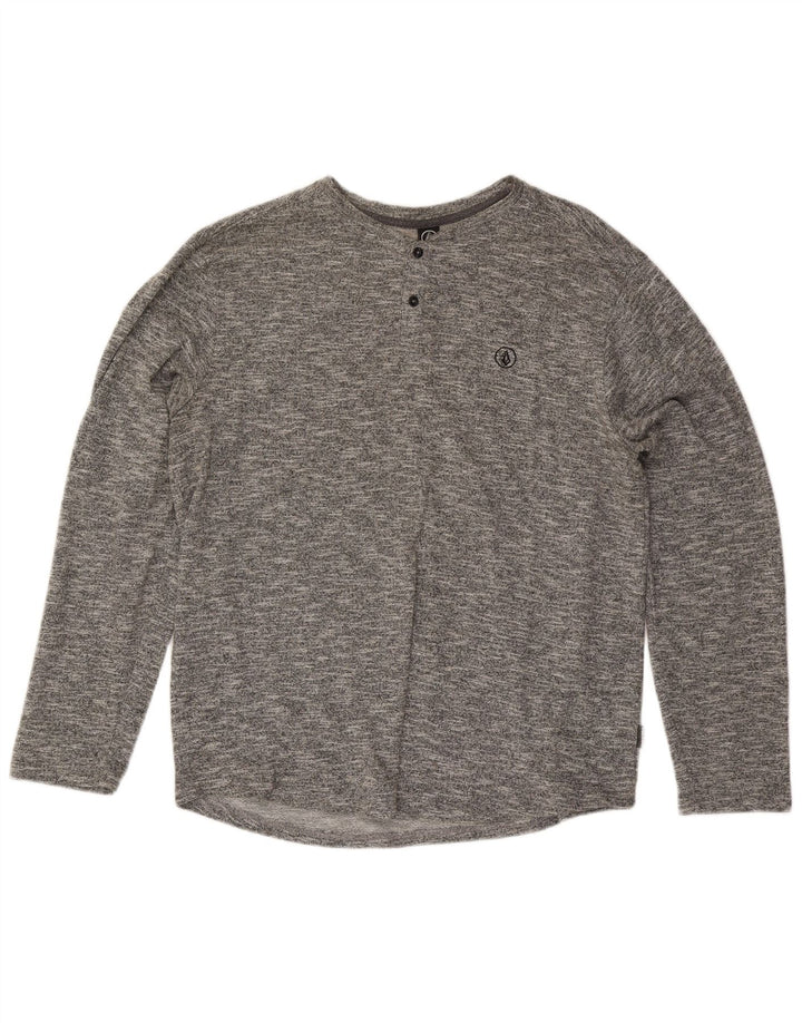 Volcom Mens Top Long Sleeve XL Grey Flecked Cotton