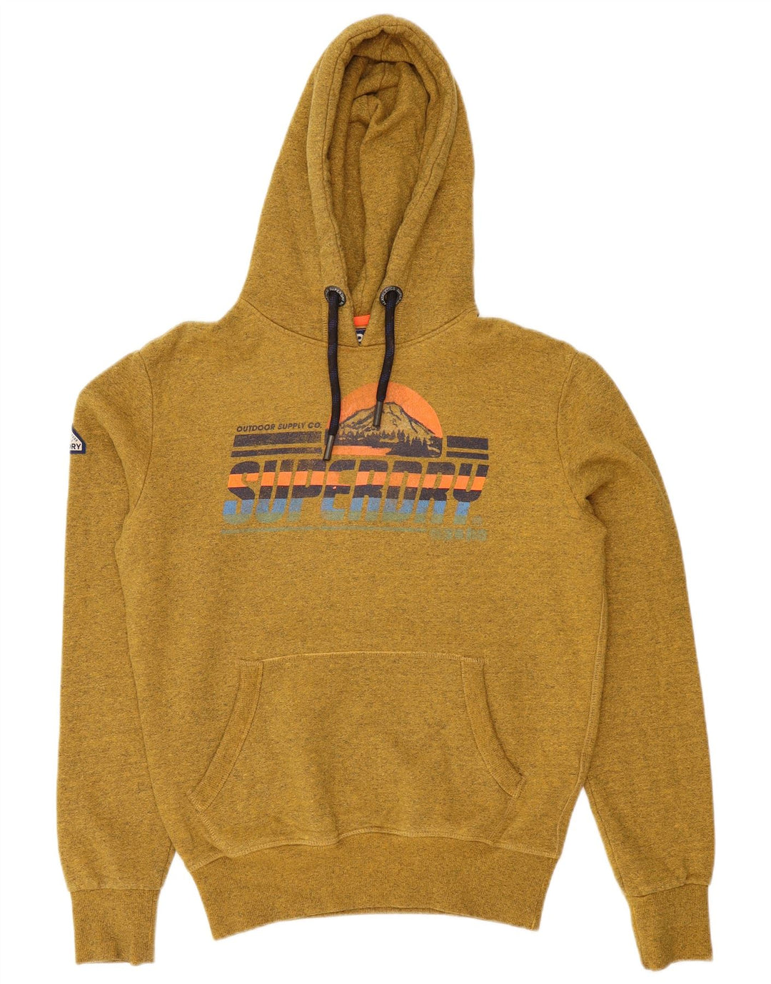 SUPERDRY Mens Graphic Loose Fit Hoodie Jumper Small Yellow Cotton