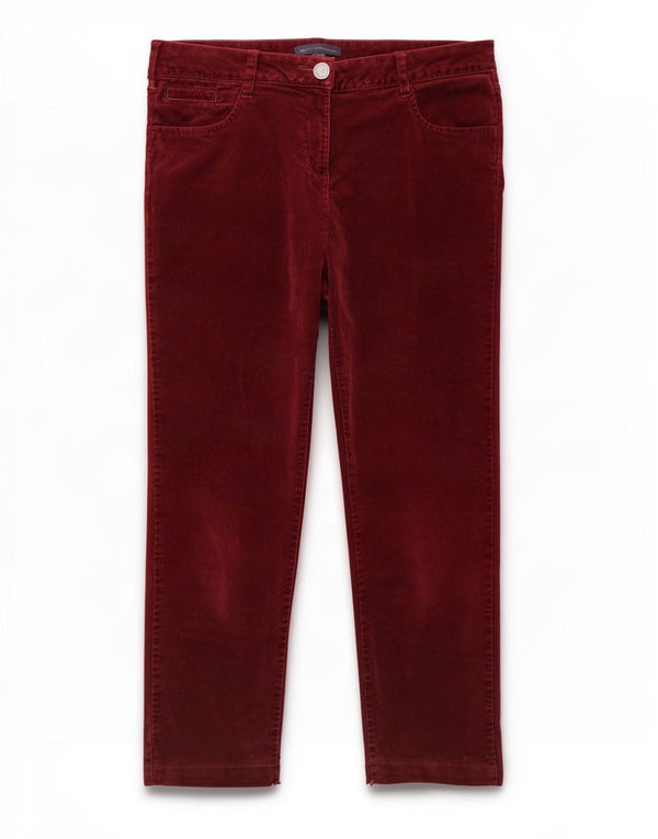Marks & Spencer Womens Corduroy Trousers UK 12 Medium W30 L26 Burgundy
