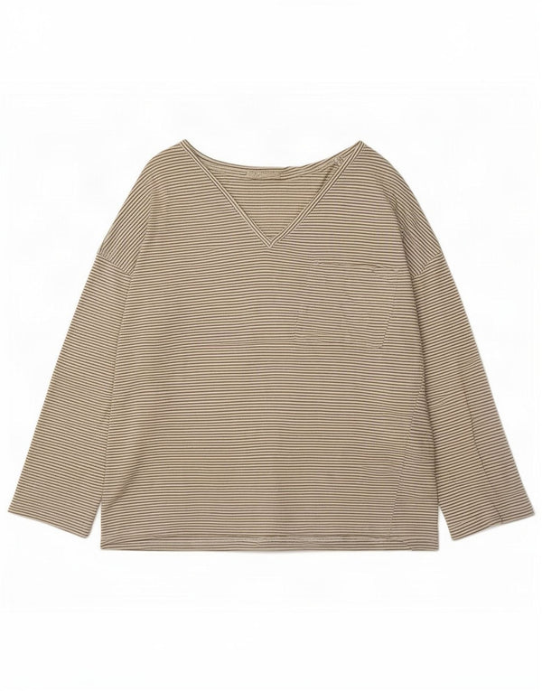 Zara Womens Oversized Top Long Sleeve UK 10 Small White Striped Cotton