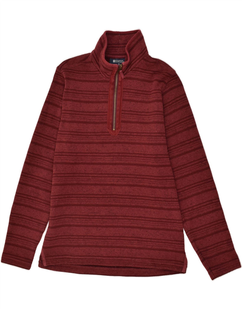 MOUNTAIN WAREHOUSE Mens Zip Neck Fleece Jumper Medium Burgundy Striped | Vintage Mountain Warehouse | Thrift | Second-Hand Mountain Warehouse | Used Clothing | Messina Hembry 