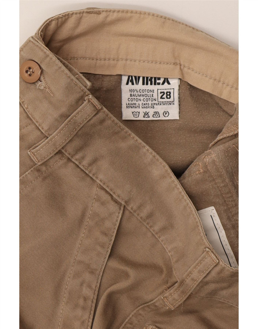 AVIREX Mens Straight Chino Trousers W28 L30 Beige Cotton