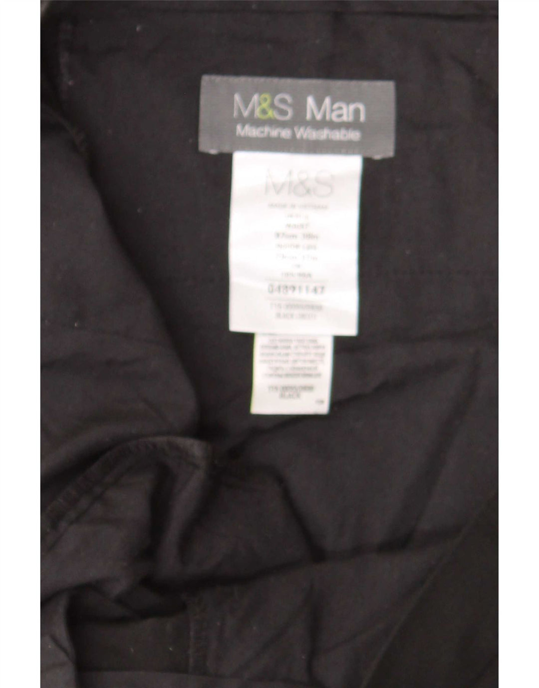 Marks & Spencer Mens Straight Suit Trousers W39 L31 Black Polyester