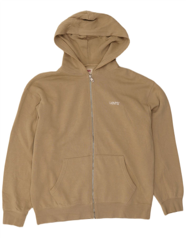 Levi's Mens Relaxed Fit Zip Hoodie Sweater Medium Beige Cotton