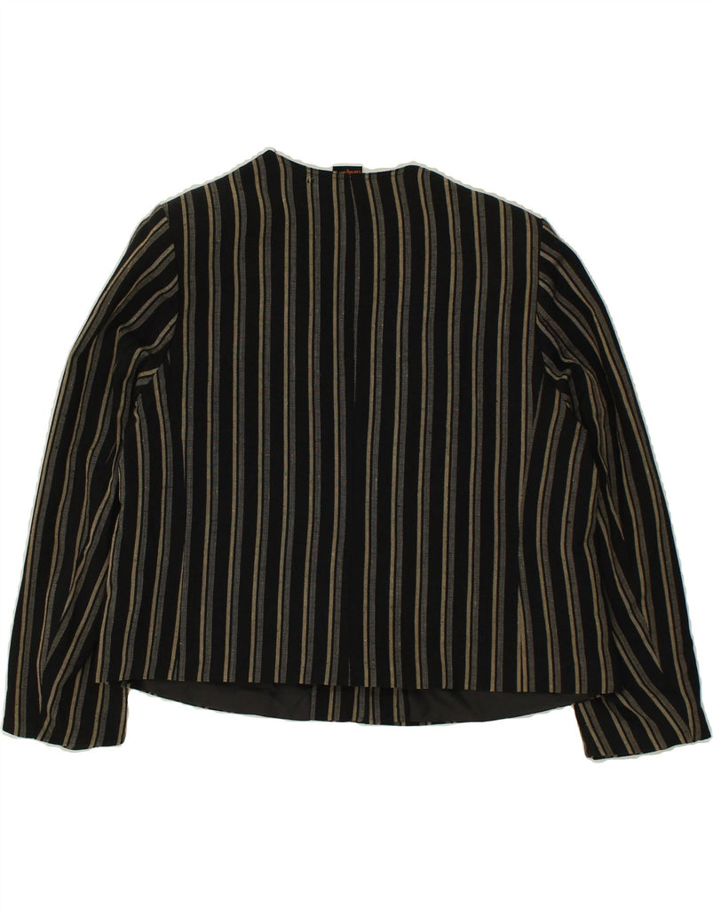 ELENA MIRO Womens 1 Button Blazer Jacket UK 22 3XL Black Striped Viscose Vintage ELENA MIRO and Second-Hand ELENA MIRO from Messina Hembry 