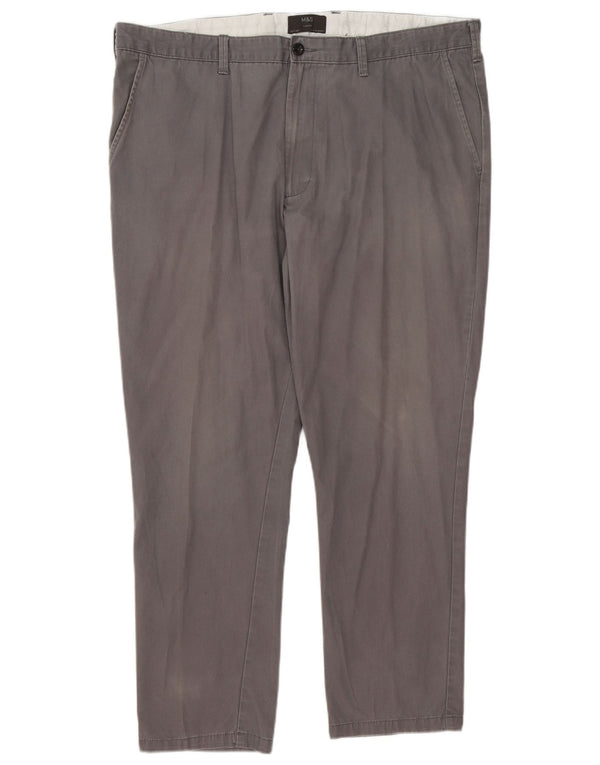 Marks & Spencer Mens Tapered Chino Trousers W40 L29 Grey Cotton