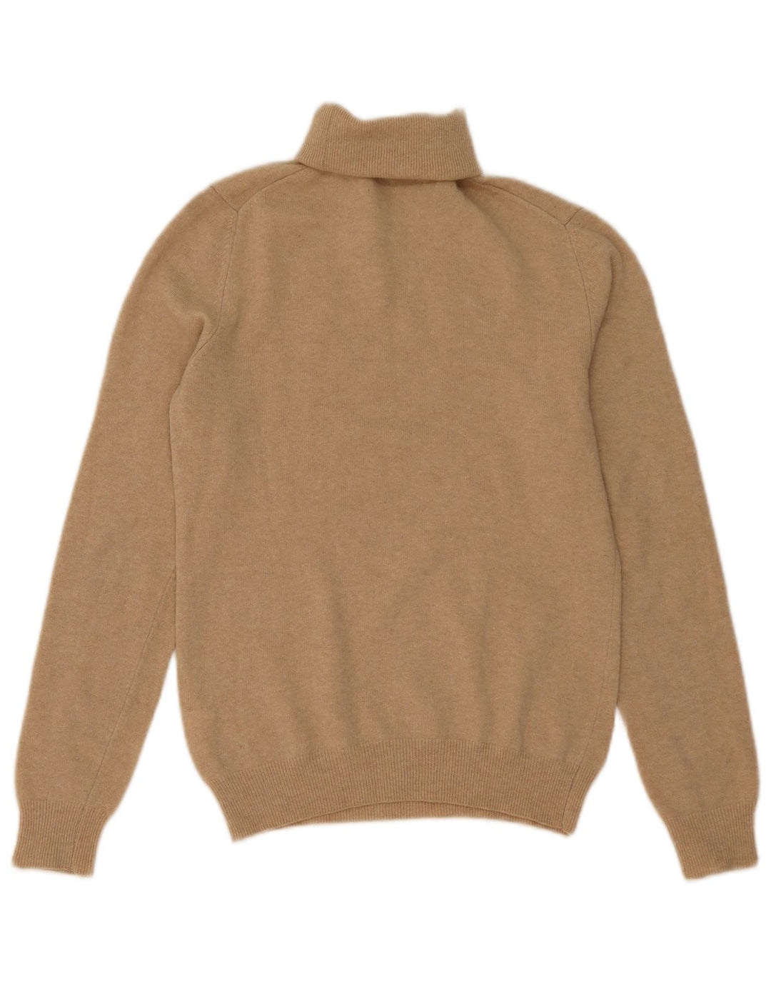 Benetton Womens Roll Neck Jumper Sweater UK 10 Small Beige New Wool