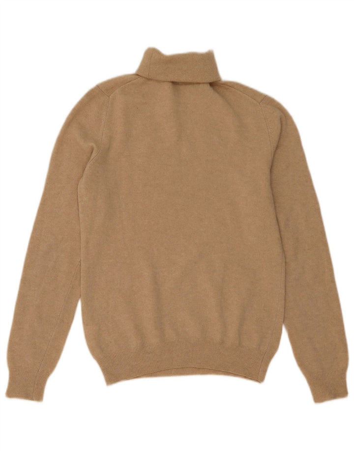 Benetton Womens Roll Neck Jumper Sweater UK 10 Small Beige New Wool