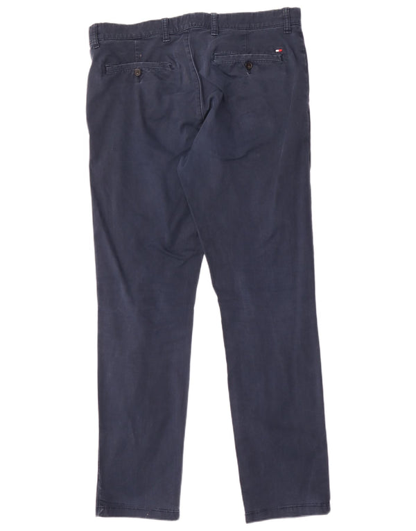Tommy Hilfiger Mens Slim Fit Chino Trousers W33 L32 Navy Blue Cotton