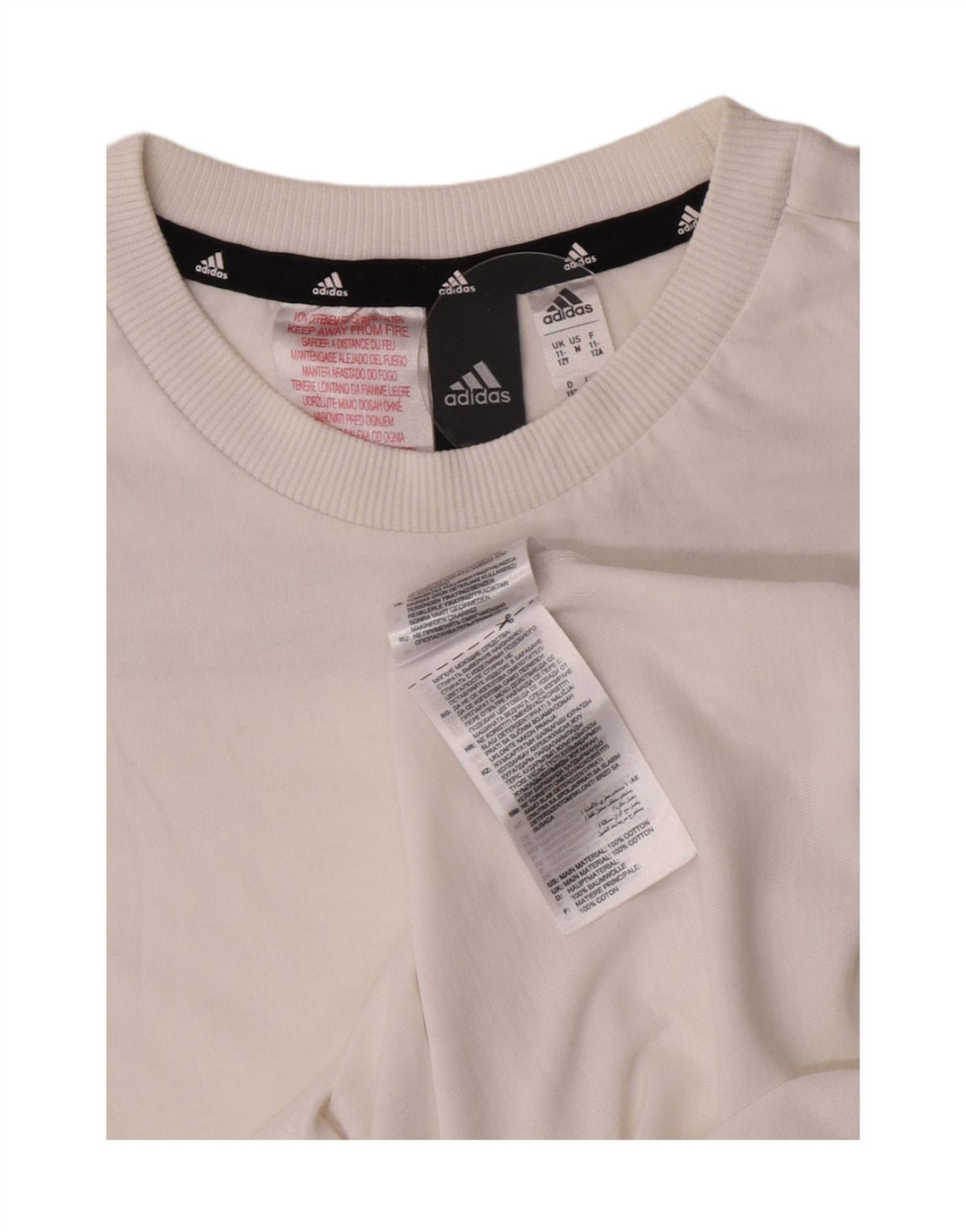 Adidas Boys T-Shirt Top 11-12 Years White Cotton