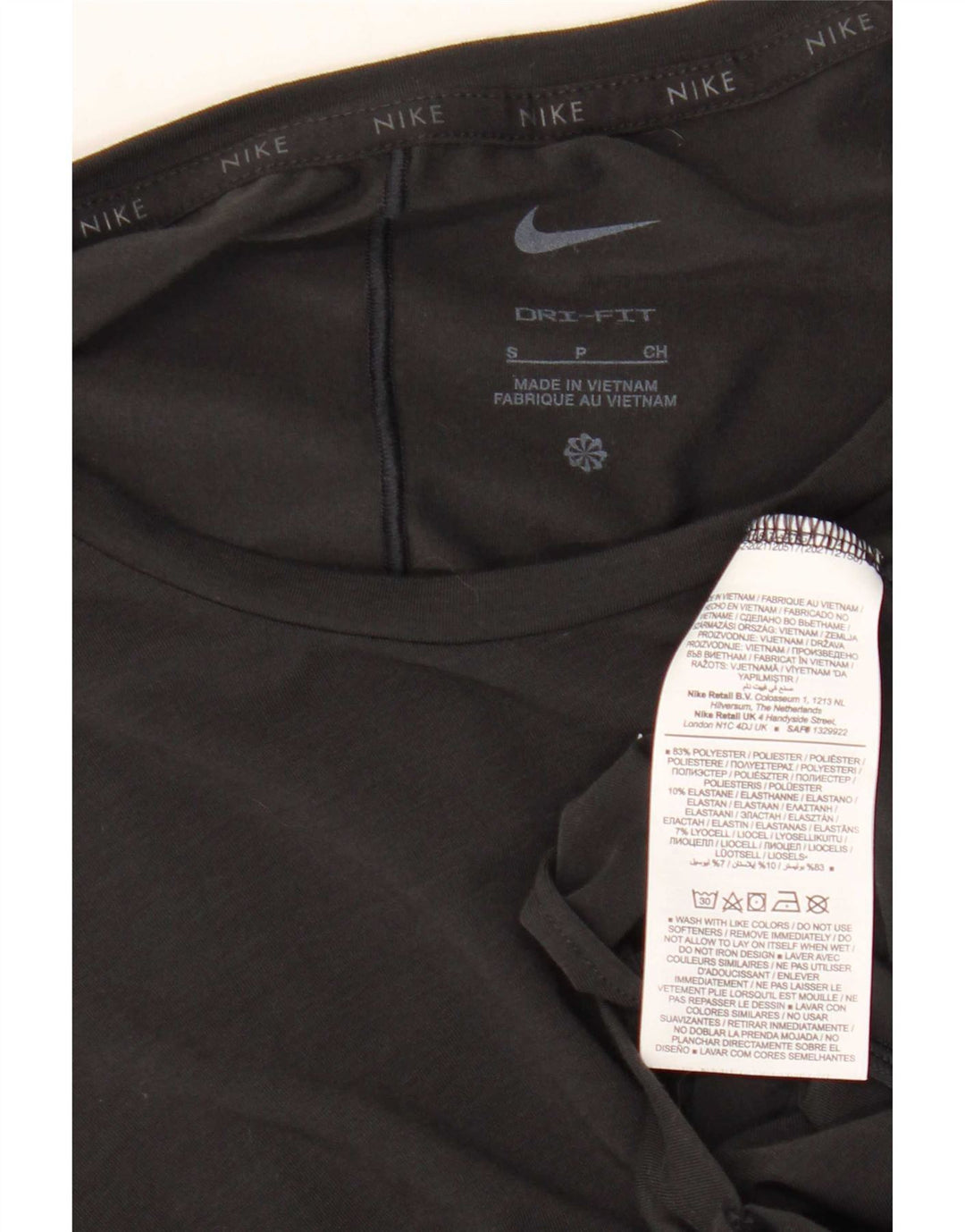 Nike Womens Dri Fit Crop T-Shirt Top UK 10 Small Black Polyester