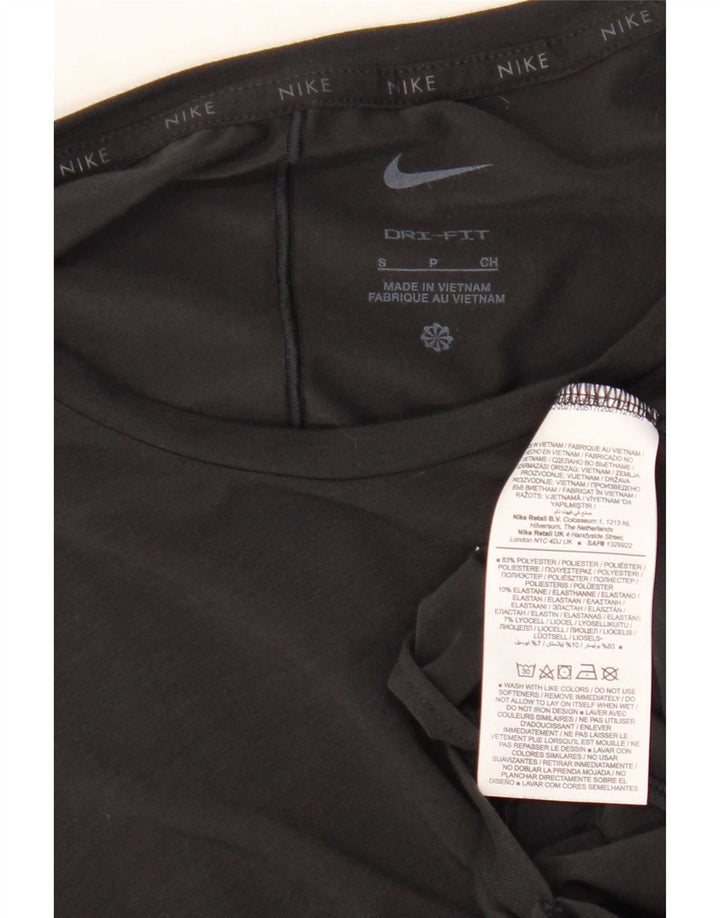 Nike Womens Dri Fit Crop T-Shirt Top UK 10 Small Black Polyester