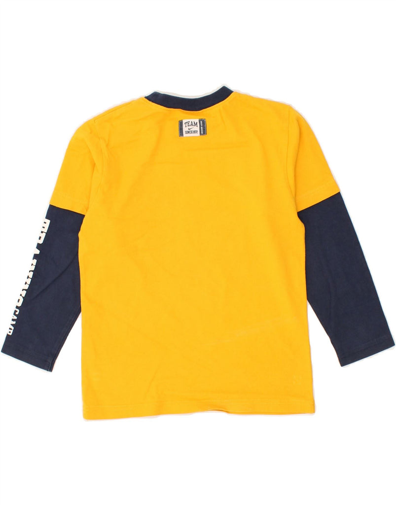NIKE Boys Graphic Top Long Sleeve 5-6 Years Medium Yellow Colourblock | Vintage Nike | Thrift | Second-Hand Nike | Used Clothing | Messina Hembry 