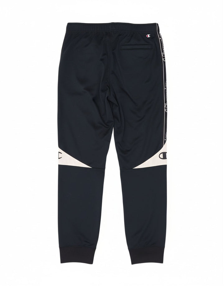 CHAMPION Mens Tracksuit Trousers Joggers Large Navy Blue Colourblock
