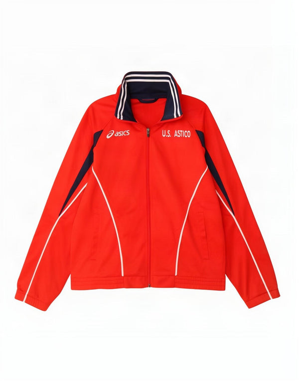 Asics Mens Graphic Tracksuit Top Jacket XL Red Colourblock Polyester
