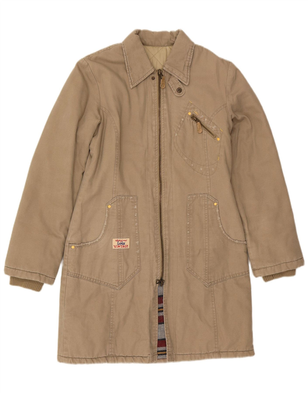 Lois Womens Windbreaker Coat UK 10 Small Beige Cotton