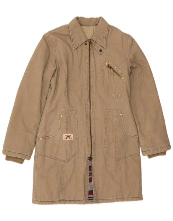 Lois Womens Windbreaker Coat UK 10 Small Beige Cotton