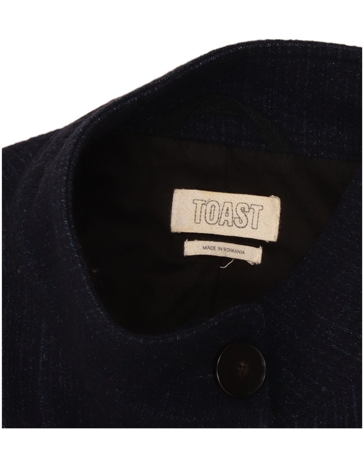 Toast Womens Overcoat UK 18 XL Navy Blue Striped Wool