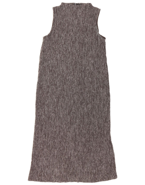 Zara Womens Sleeveless Maxi Dress UK 12 Medium Grey Polyester