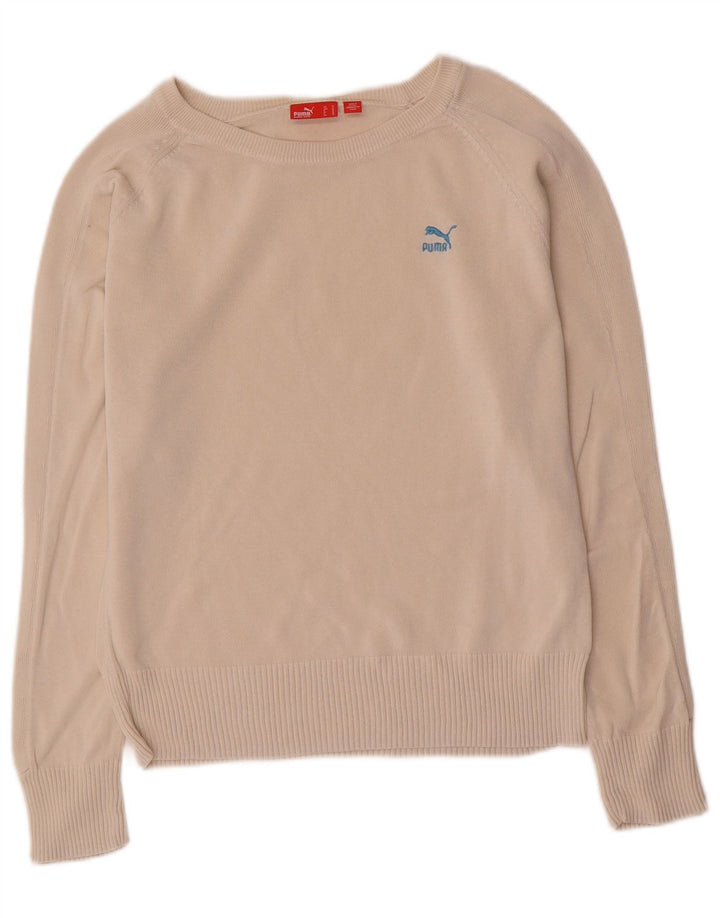 Puma Womens Boat Neck Jumper Sweater UK 12 Medium Off White