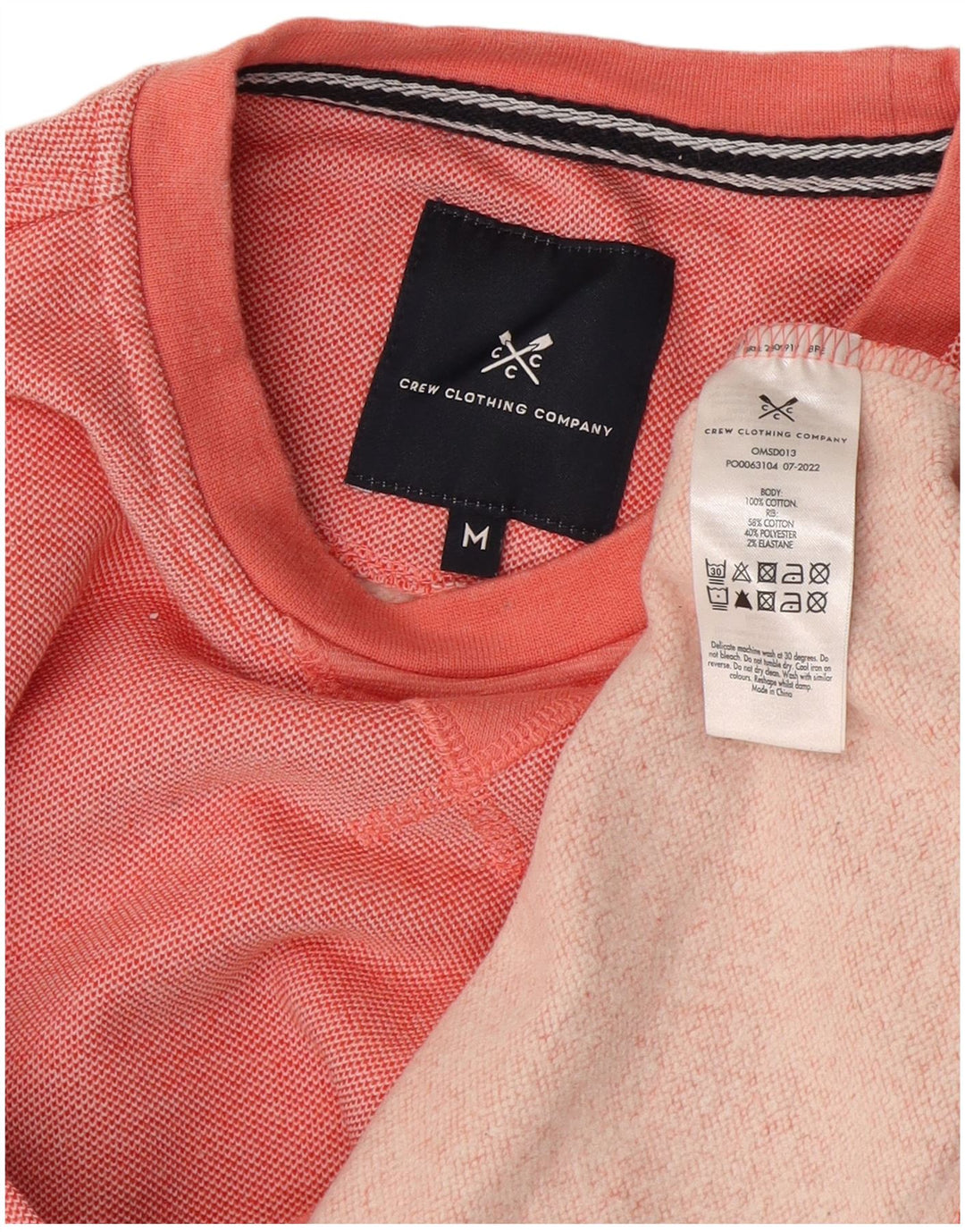 Crew Clothing Mens Sweatshirt Jumper Medium Pink Cotton