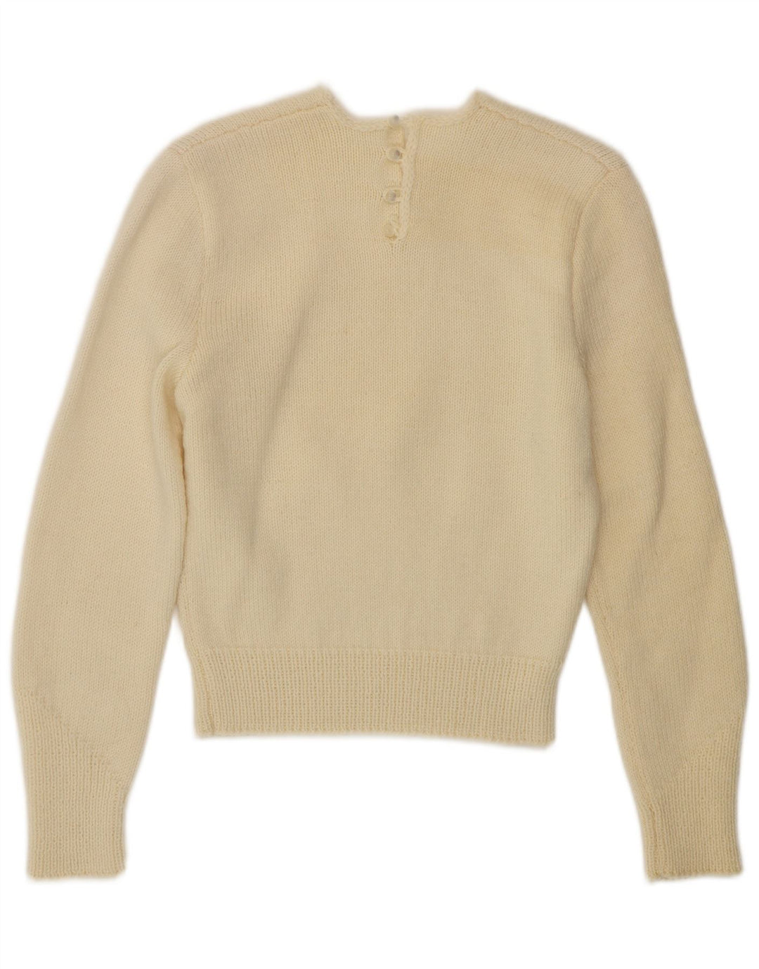 VINTAGE Womens Crew Neck Jumper Sweater UK 10 Small Off White