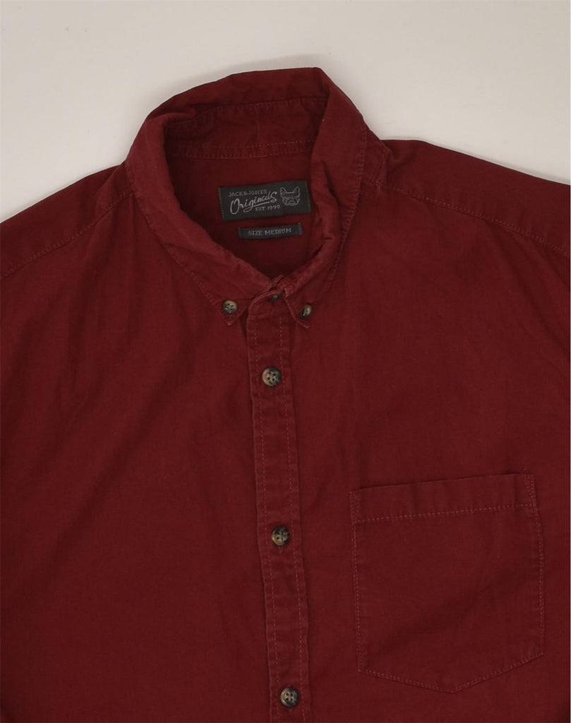 JACK & JONES Mens Shirt Medium Maroon Cotton | Vintage Jack & Jones | Thrift | Second-Hand Jack & Jones | Used Clothing | Messina Hembry 