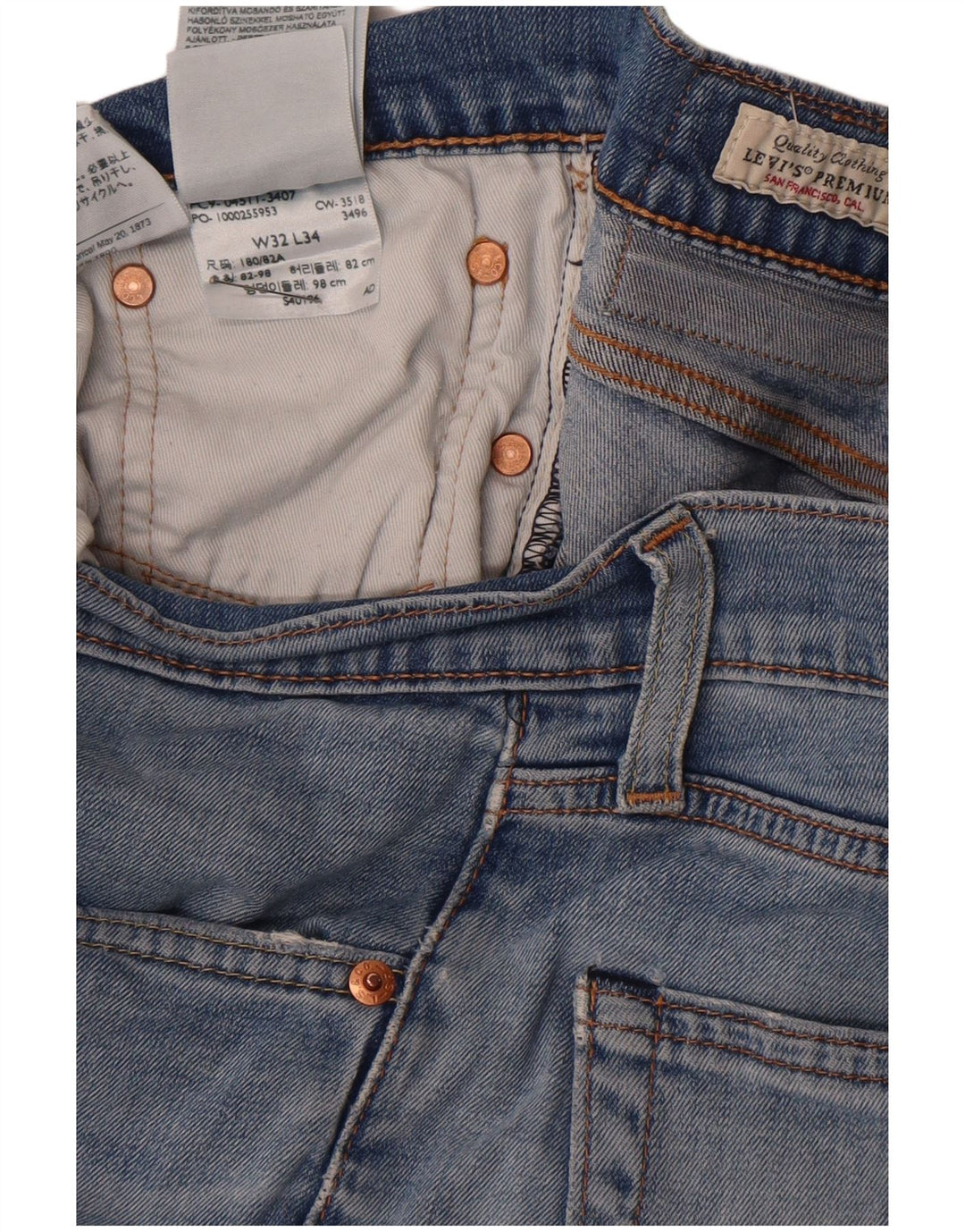 Levi's Mens 511 Slim Jeans W32 L34 Blue Cotton