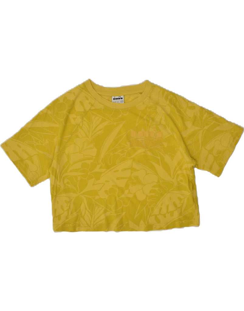 DIADORA Girls Graphic T-Shirt Top 15-16 Years Medium Green Floral Cotton | Vintage Diadora | Thrift | Second-Hand Diadora | Used Clothing | Messina Hembry 