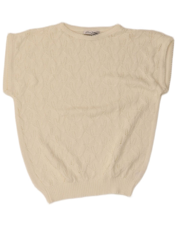 CARLA FERRONI Womens Boat Neck Jumper Sweater UK 14 Medium White