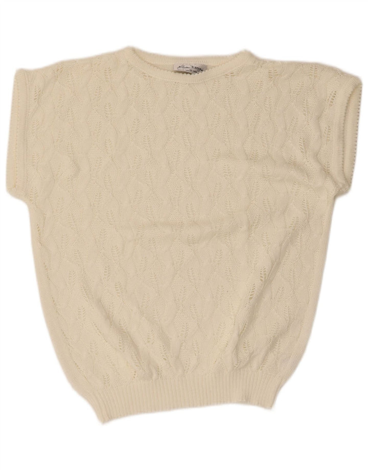 CARLA FERRONI Womens Boat Neck Jumper Sweater UK 14 Medium White