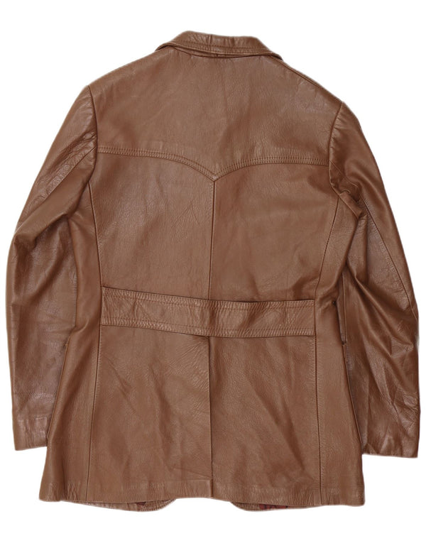 Vintage Mens 3 Button Leather Blazer Jacket EU 50 Large Brown Suede