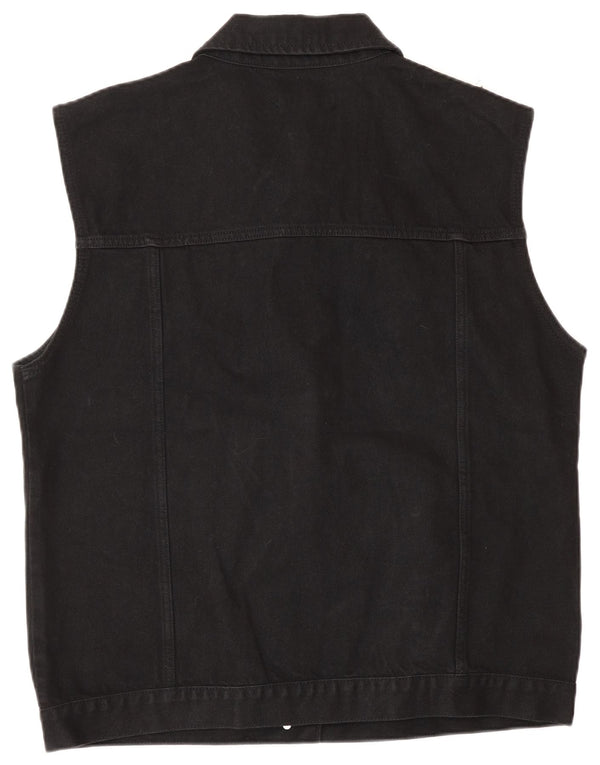 Oasis Womens Denim Gilet UK 16 Large Black Cotton