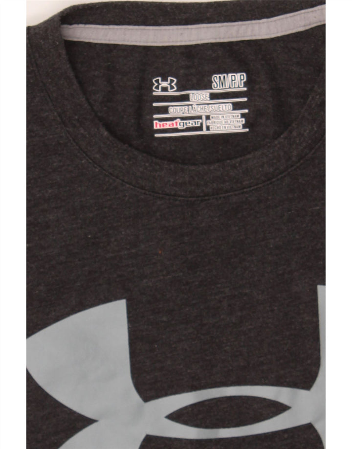 UNDER ARMOUR Mens Heat Gear Graphic T-Shirt Top Small Grey Vintage Under Armour and Second-Hand Under Armour from Messina Hembry 
