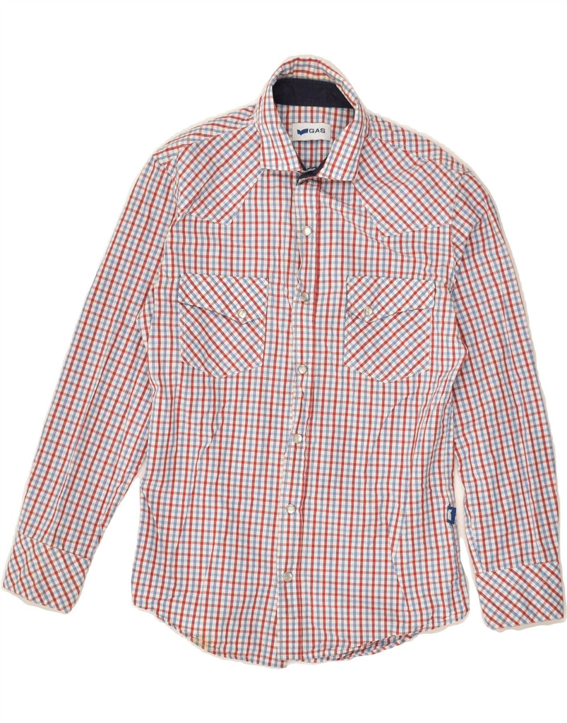 GAS Boys Shirt 9-10 Years Blue Check Cotton | Vintage Gas | Thrift | Second-Hand Gas | Used Clothing | Messina Hembry 