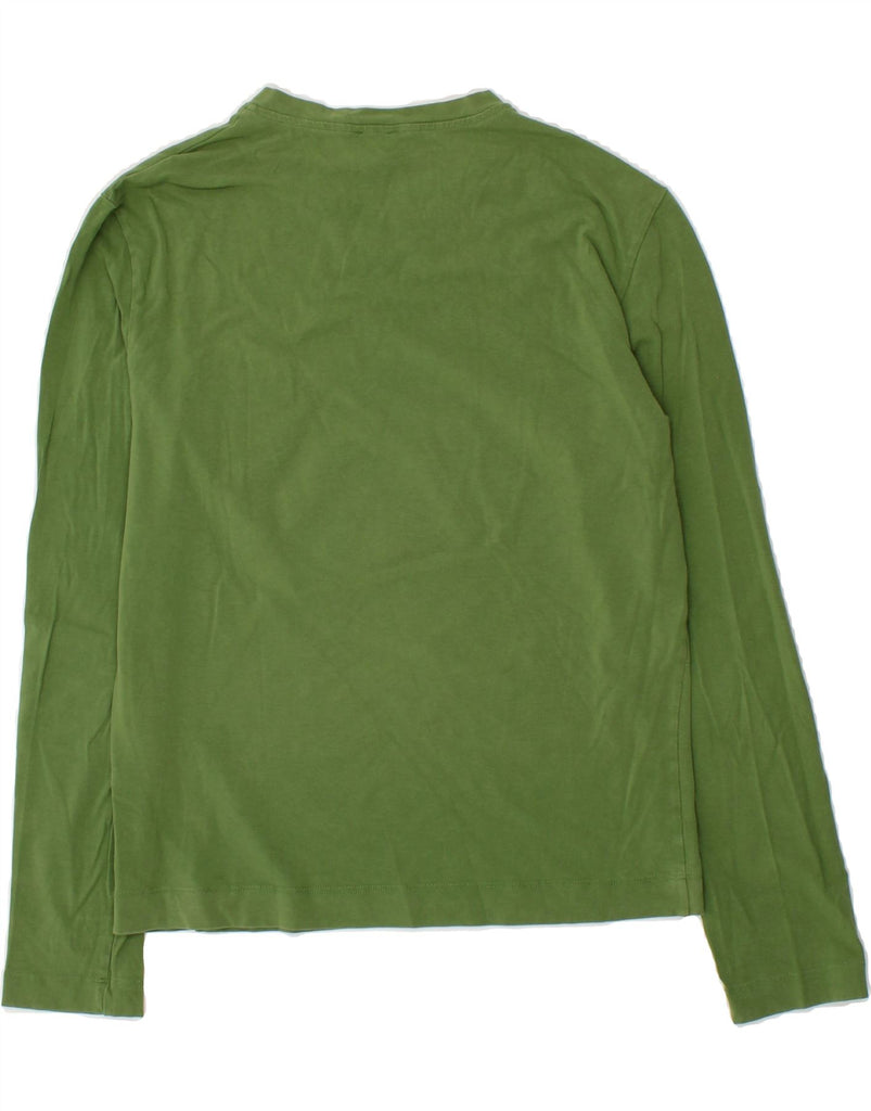 CALVIN KLEIN Womens Graphic Top Long Sleeve UK 14 Medium Green Cotton | Vintage Calvin Klein | Thrift | Second-Hand Calvin Klein | Used Clothing | Messina Hembry 
