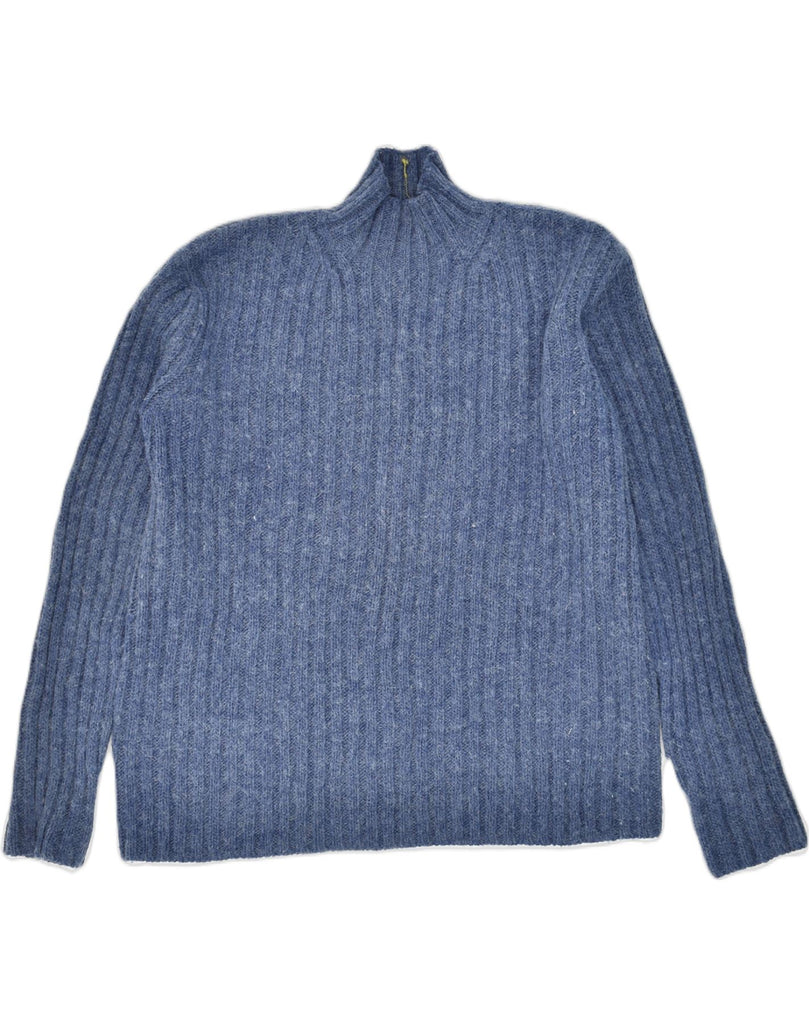 RALPH LAUREN Womens Turtle Neck Jumper Sweater UK 16 Large Blue Acrylic | Vintage Ralph Lauren | Thrift | Second-Hand Ralph Lauren | Used Clothing | Messina Hembry 