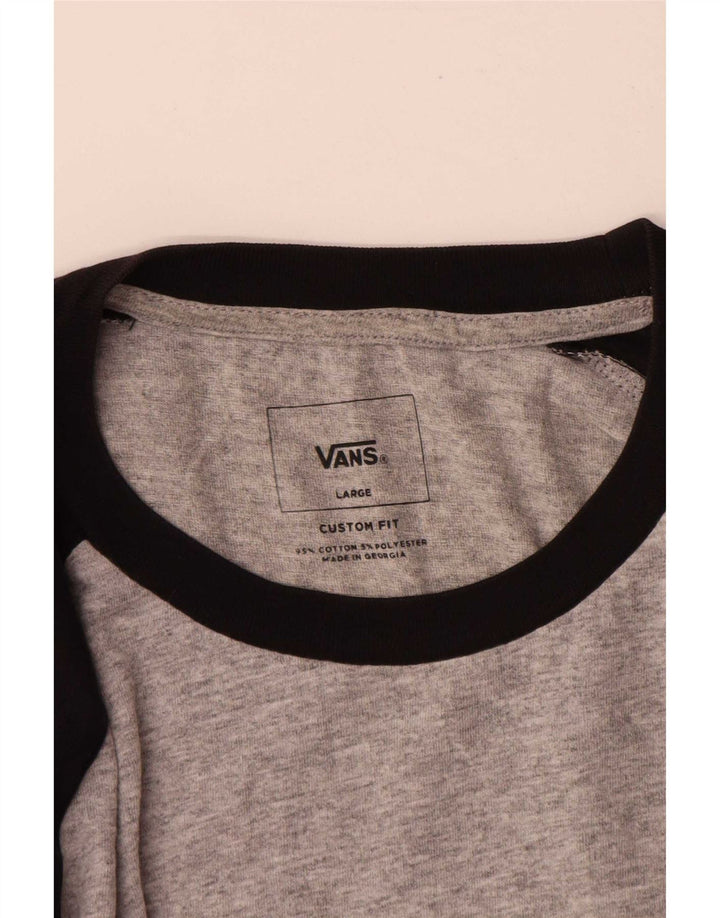 Vans Mens Custom Fit Graphic Top 3/4 Sleeve Large Grey Colourblock Cotton
