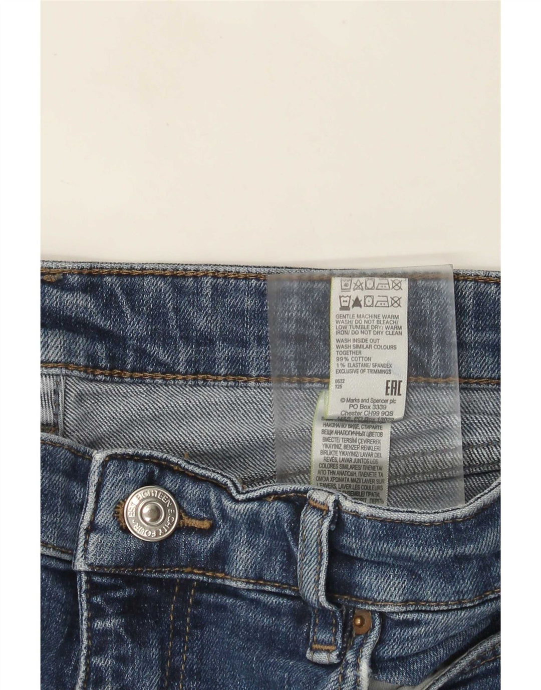 Marks & Spencer Womens Distressed Straight Jeans UK 14 Large W34 L30 Blue