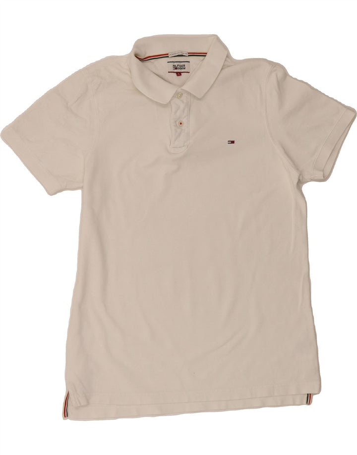 TOMMY HILFIGER Mens Polo Shirt Large White Vintage Tommy Hilfiger and Second-Hand Tommy Hilfiger from Messina Hembry 