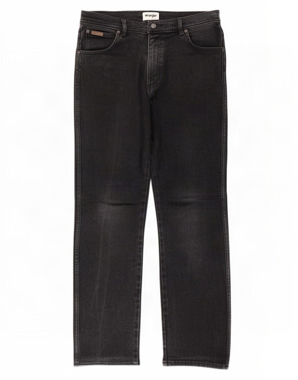 Wrangler Mens Texas Straight Jeans W34 L32 Black Cotton