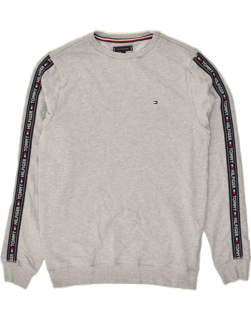 TOMMY HILFIGER Mens Graphic Sweatshirt Jumper XL Grey Cotton | Vintage Tommy Hilfiger | Thrift | Second-Hand Tommy Hilfiger | Used Clothing | Messina Hembry 