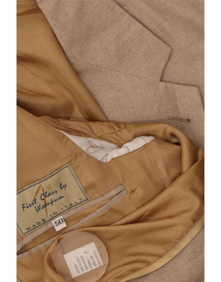 Wampum Mens 2 Button Blazer Jacket IT 50 Large Beige Linen