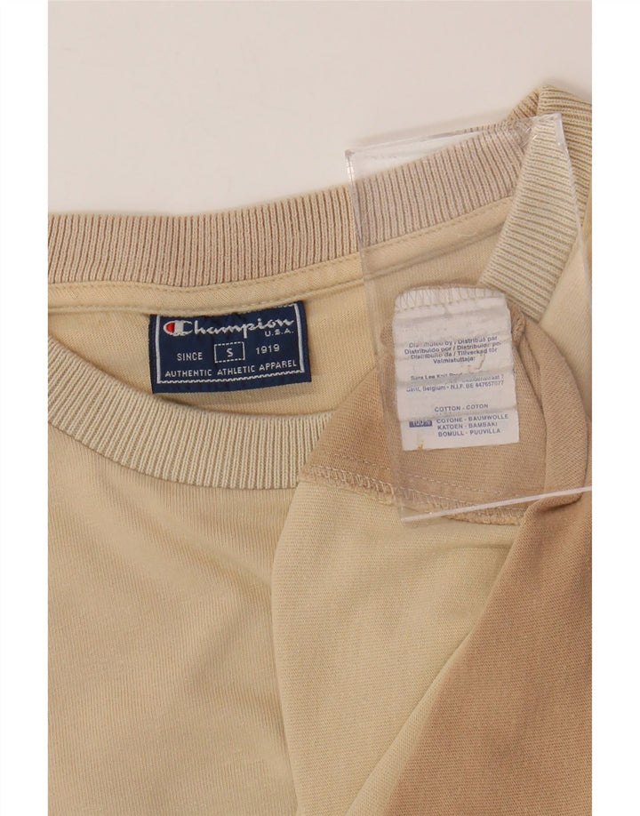 CHAMPION Mens T-Shirt Top Small Beige Colourblock Cotton