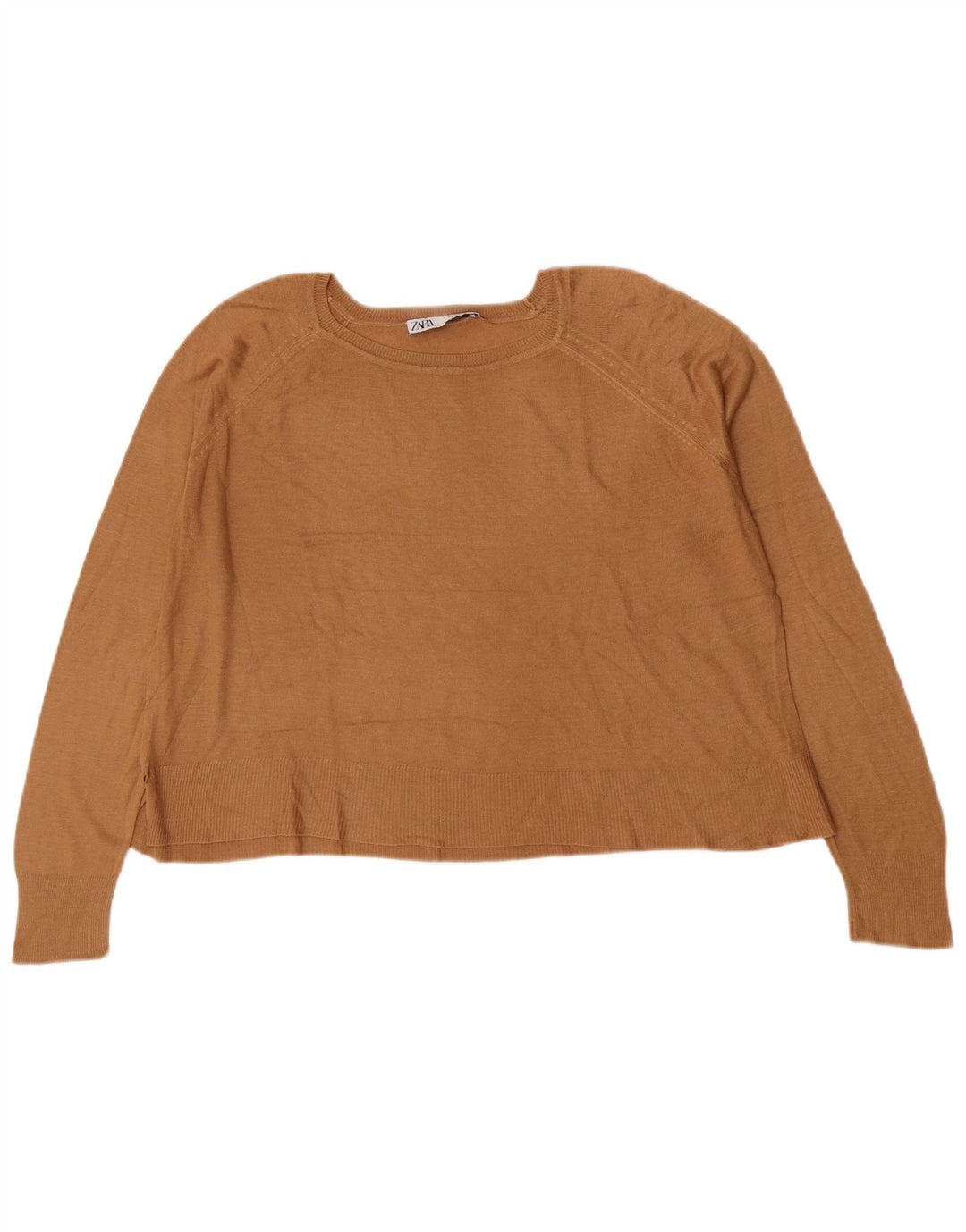 Zara Womens Oversized Boat Neck Jumper Sweater UK 10 Small Brown