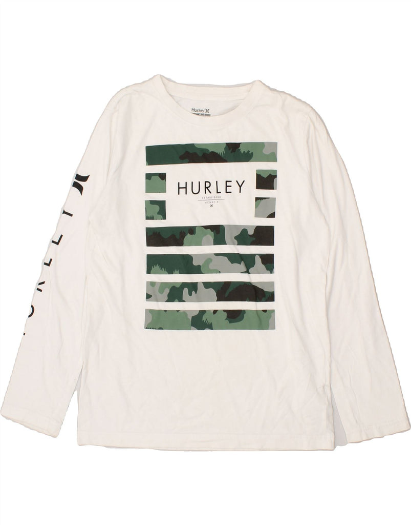 HURLEY Boys Graphic Top Long Sleeve 12-13 Years Large  White Cotton | Vintage Hurley | Thrift | Second-Hand Hurley | Used Clothing | Messina Hembry 