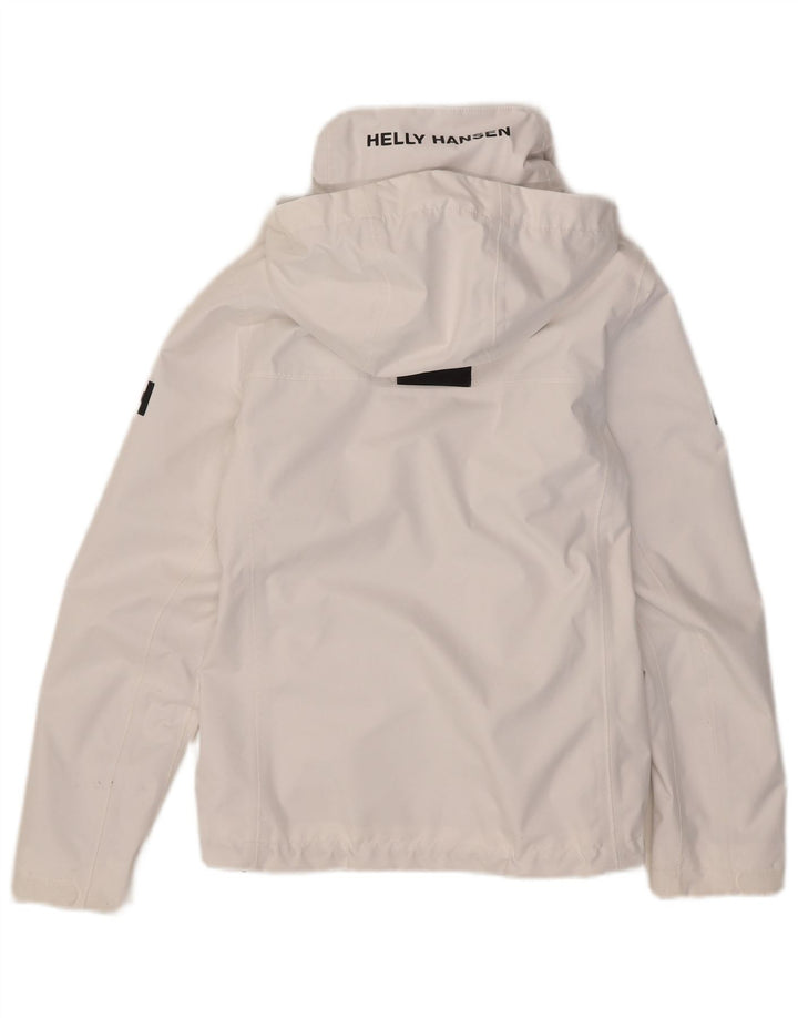 Helly Hansen Womens Graphic Hooded Rain Jacket UK 10 Small White Polyester